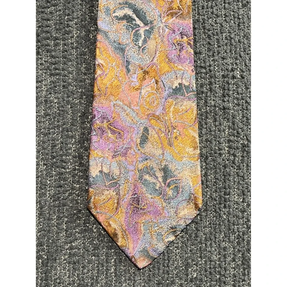 Vtg Missoni Cravatte Silk Tie Purple Orange Abstract‎ Floral Made in Italy Lux